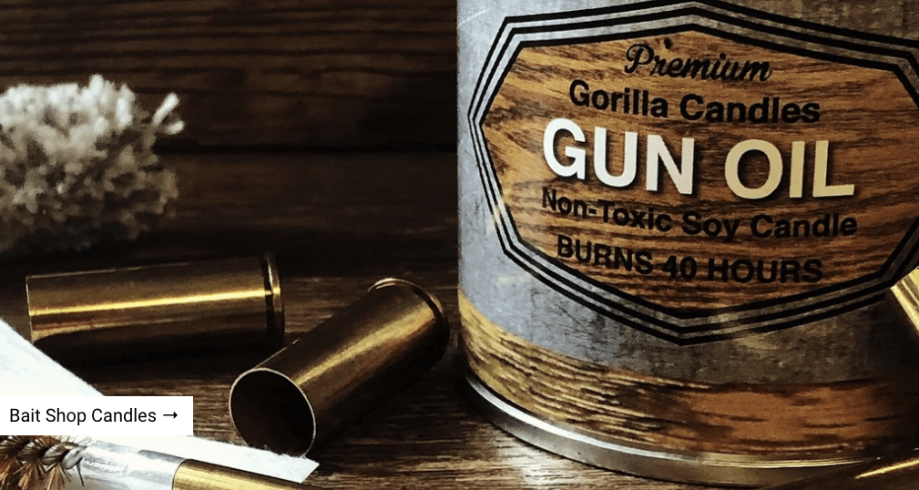 Gorilla Candles Product Photo of Gun Oil Soy Candle